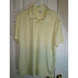 IZOD Golf Polo Shirt Striped Short Sleeve‎ Athletic Casual Yellow L
